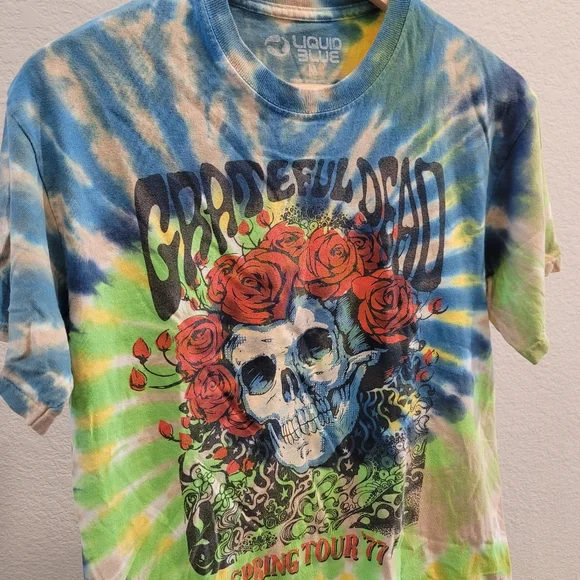 Grateful Dead Tie-Dye T-Shirt Liquid Blue Spring Tour 77 - Picture 5 of 6